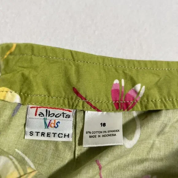 Talbots Kids Skirt Girls 16 Green Dragonfly Print A Line Stretch School Nature - Picture 2 of 7